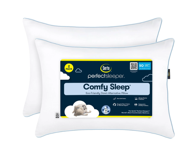 Serta 2-Pack Perfect Sleeper Comfy Sleep Eco-Friendly Bed Pillow