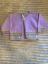 Vintage Garanimals Lavender Baby Cardigan with Patterned Trim Size 18M