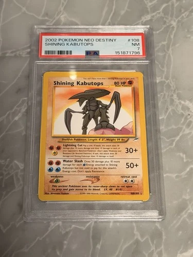 *NEW CERT/US SELLER* 2002 Neo Destiny Shining Kabutops 108/105 PSA 7