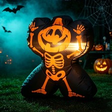 2.3FT Halloween Inflatable Pumpkin Skeleton Figure, Light Up Yard Decoration,...