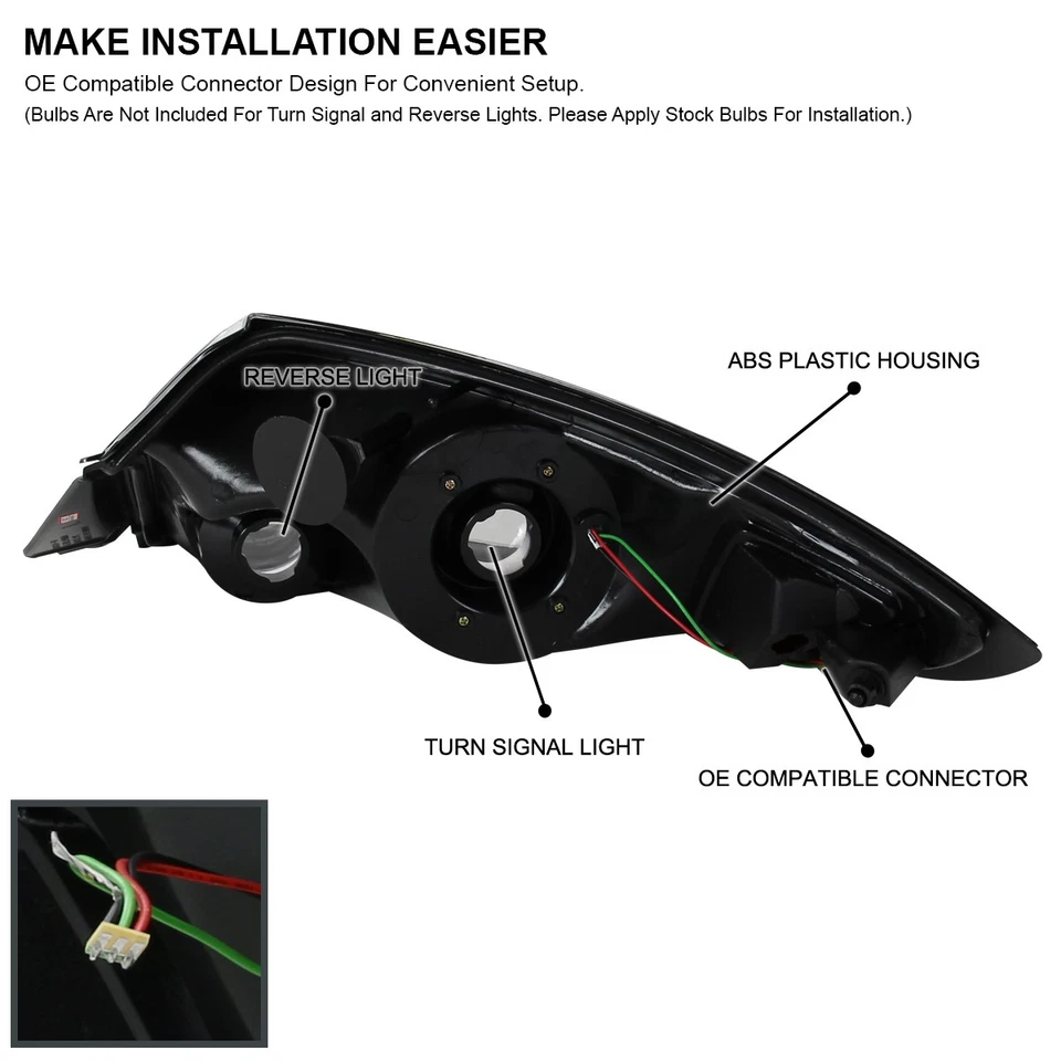 Fits 2006-2011 Mitsubishi Eclipse Clear LED Tail Lights Brake Lamps Left+Right - Image 4 of 4