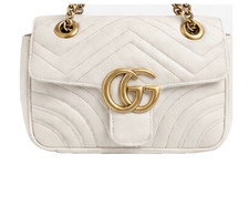 Gucci GG Marmont Matelasse Shoulder Bag Small White Leather/Suede Authentic