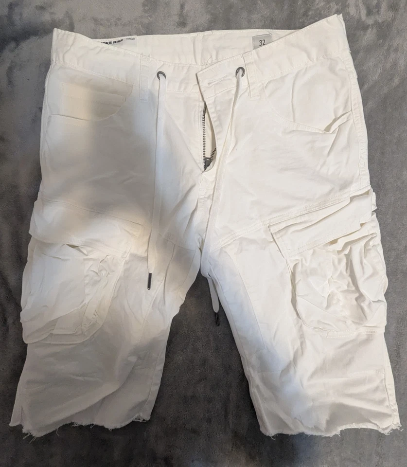 3 SMOKE RISE CARGO SHORTS SLIM SIZE 32 BLACK WHITE KHAKI - Image 4 of 4