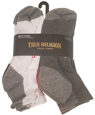 True Religion Half Cushion Quarters Men's Socks 12 Pack Shoe Size 8-12.5 NWT