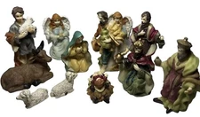Christmas Nativity Scene Ceramic Figures Complete 12 Piece Set 1”- 4” EUC