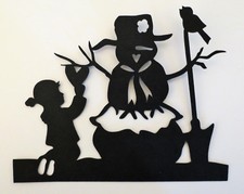 Cricut Child Making a Snowman Winter Silhouette Die Cut Scrapbook Embellishment