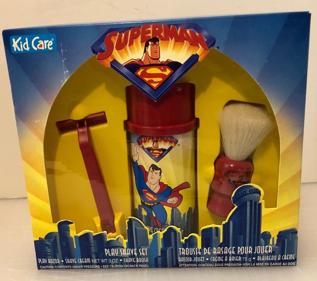 Vintage 1996 DC Comics SUPERMAN Kid Care Children's PLAY SHAVE Set