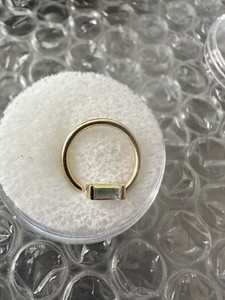 NorVoch 14k Yellow Gold  16G  11/32 9MM Mercury Mist Baguette Gem Seam Ring