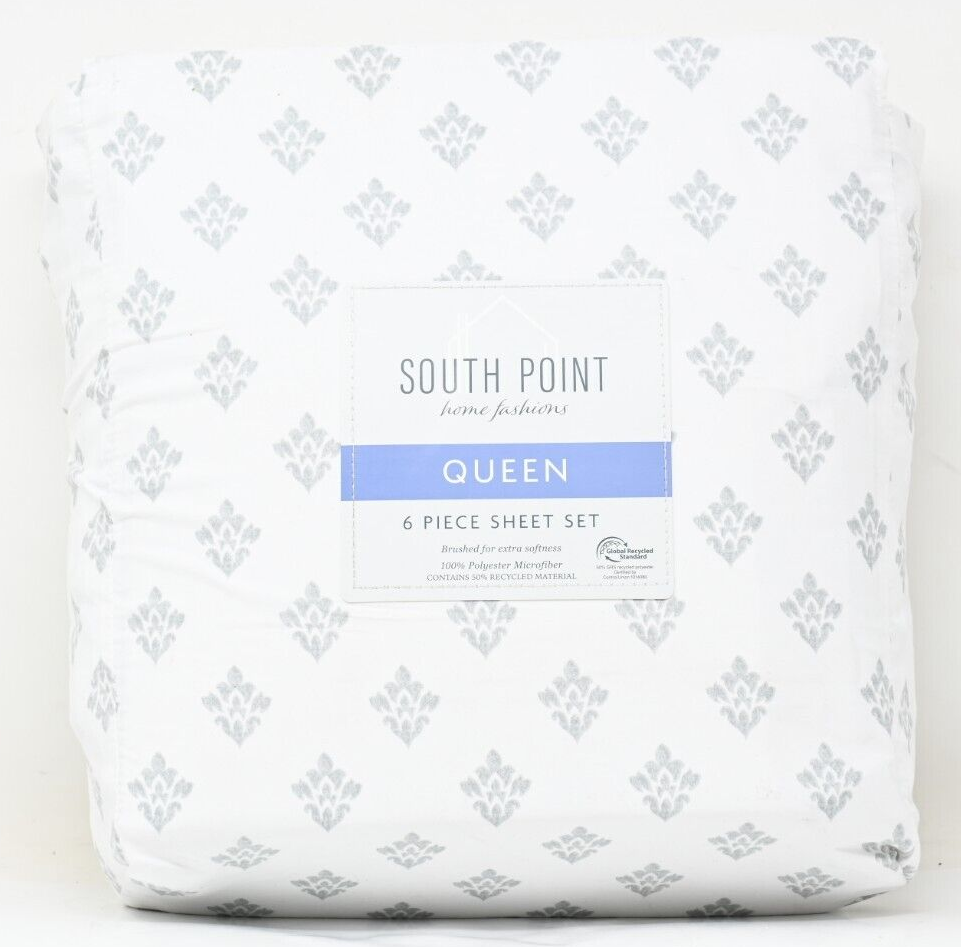 South Point Home Fashions Microfiber Queen 6 Piece Sheet Set Medallion