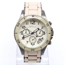 Marc Jacobs Chronograph Watch Mens Silver Tone Stainless Steel Big Numbers