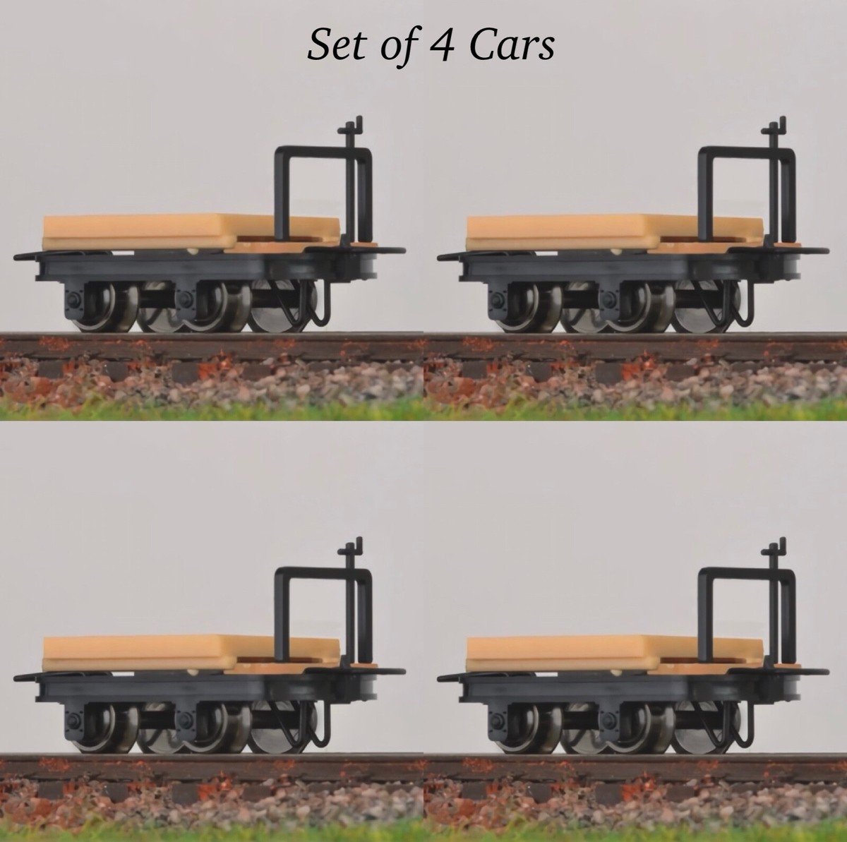 HOn30/HOe MinitrainS 3105 4-Flat Car w/Brake Set 009 Narrow Gauge