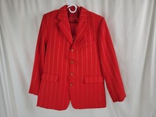 VTG BERGATI matching Sport Suit ensemble Blazer Vest Pants 18H Red Pinstripe ***