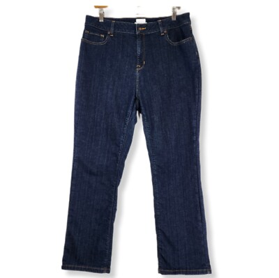 Bean Classic Fit Flannel Lined Jeans Womens 14 Petite Straight Leg  Dark