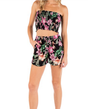 Hurley Juniors' Floral-Print Botanic Wonder Pull-On Shorts Multi Size S 2578