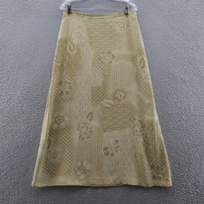 Josephine Chaus Womens Silk Floral Print Maxi Skirt 12 Beige A-Line Lined Modest