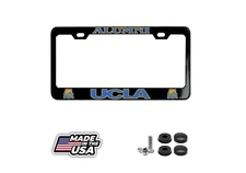 UCLA ALUMNI Black License Plate Frame, Custom Made of Powder Coated Metal