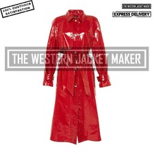 Faux Leather Trench Coat Womens, Red Vinyl Coat Women, Get 20% Off Free Delivery