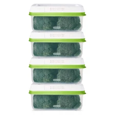 4 Rubbermaid FreshWorks Saver, Large Short Produce Storage Container, 11.3-Cup