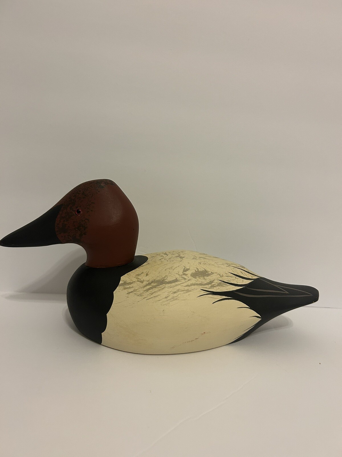 VTG Redhead Duck Decoy, Glass Eyes. Wolf River Decoys. Rare & Beautiful
