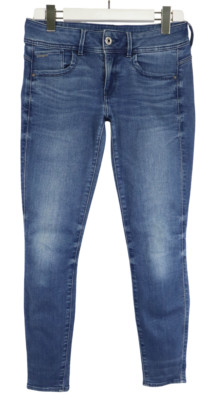 G-Star Lynn Skinny Jeans Damen W29/L30 Fade Effekt Reißverschluss Fly Blau