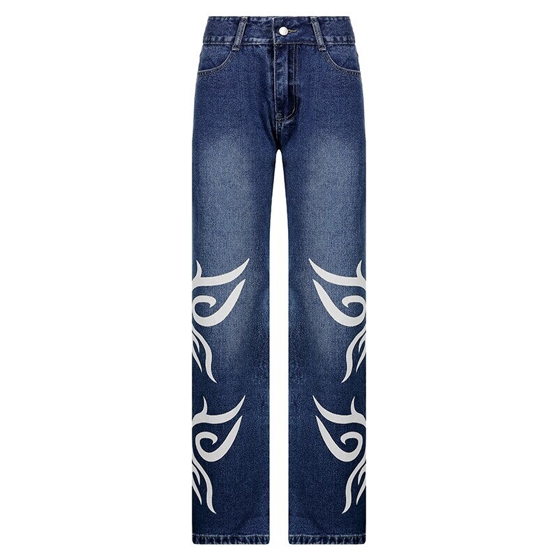 Vintage Baby Girl Straight Jeans Retro Fashion Letter Denim Low Waist Pants