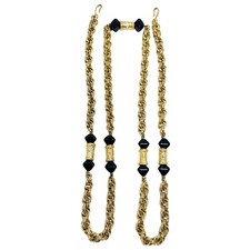 Vintage Gold Tone Multi Link Black Hour Glass Station Chain Belt 38  y