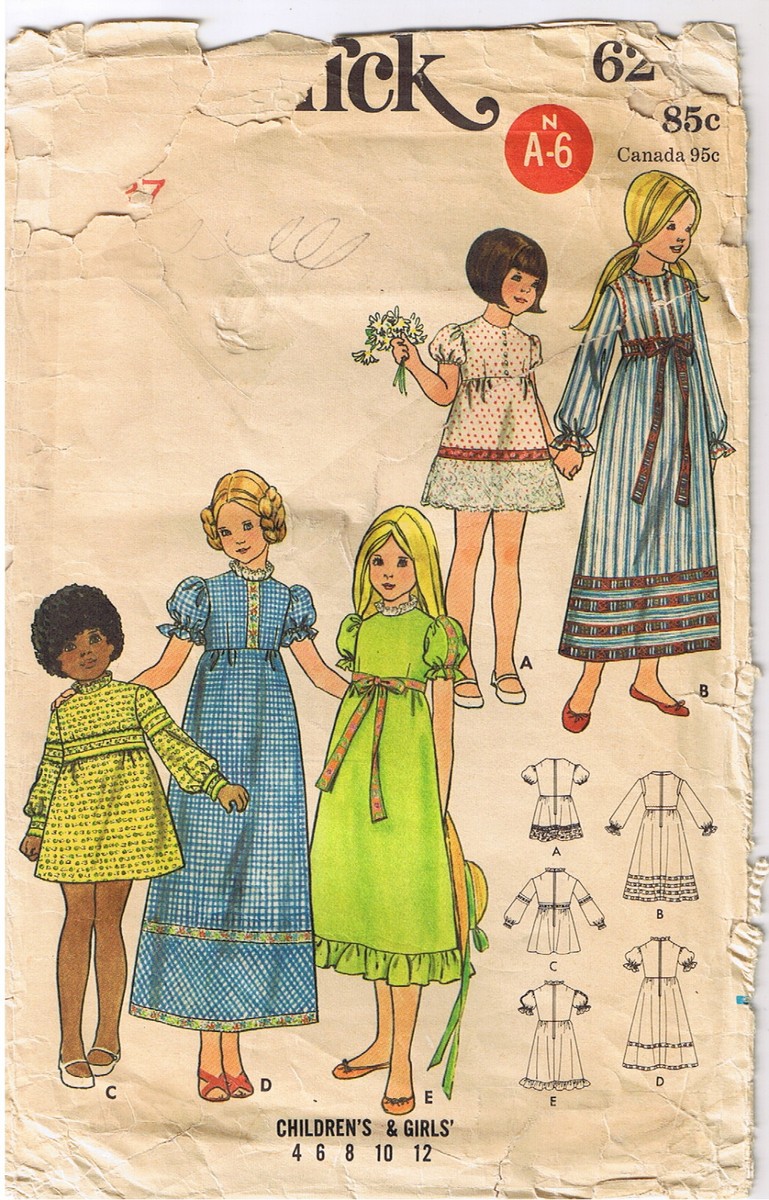 Vtg Girls Empire Waist Dress Jewel Neck Gathered Skirt Sewing Pattern Sz 8 B27