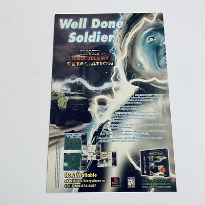 Command & Conquer PS1 PlayStation Game Promo Poster Sony 1990s Rare Print Ad