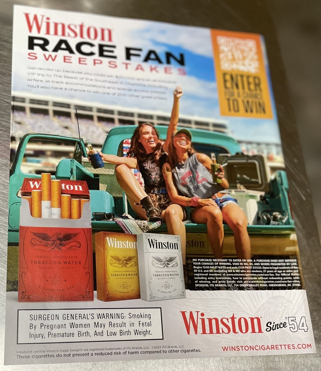 tobacco and water cigarettes winston WINSTON CIGARETTE AD Tobacco & Water Race Fan Sweepstakes Ad#24423