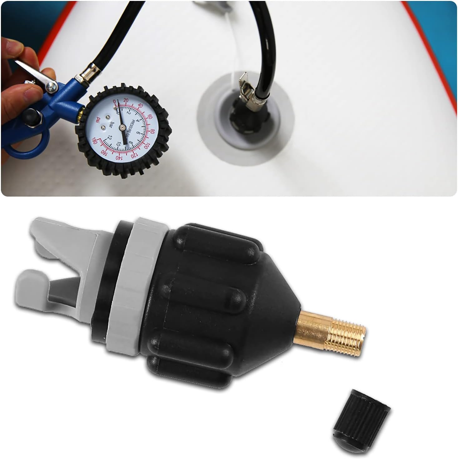 Inflatable SUP Pump Adapter Kit - 2 Adaptors & 4 Multi-Valve Attachments For Boards, Beds, Boats - View #7