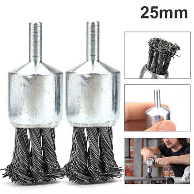 2Pcs Twisted Knotted Wire Brush Round Wheel Grinding Paint 65 75mm 1/4" Shank