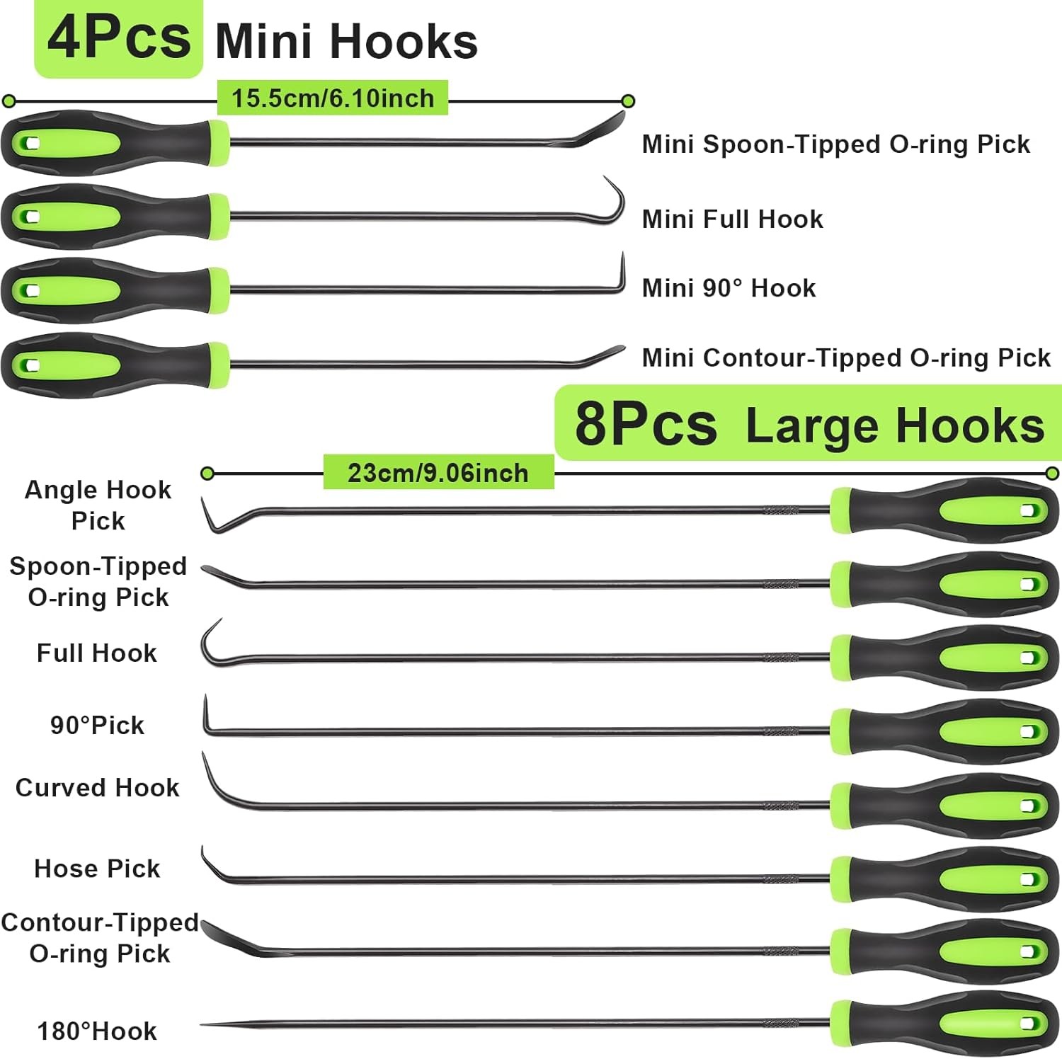 12PCS Automotive Hook and Pick Tool Green-12 Pcs Set 