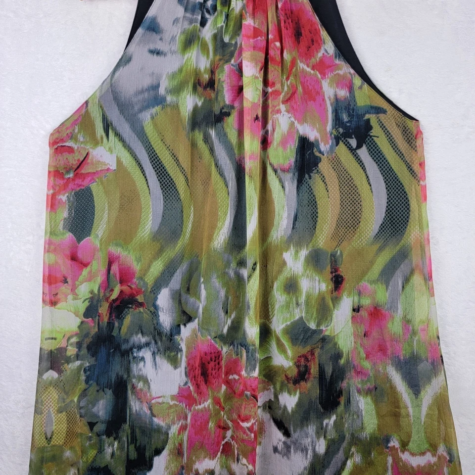 Vestido midi halter Fairy Whimsigoth XL adornado línea sin mangas colorido floral Foto 3 de 4