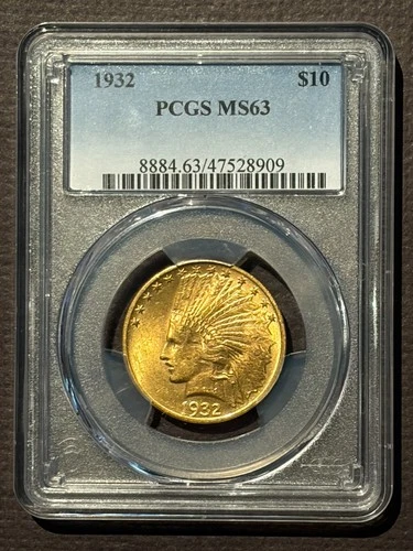 1932 $10 GOLD INDIAN EAGLE Classic Coin PCGS MS63 : American Gold : 10630