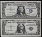 Old Money LOT of 7 1957 plain/A/B $1 Silver Certificates XF/AU AA0594 — photo 7
