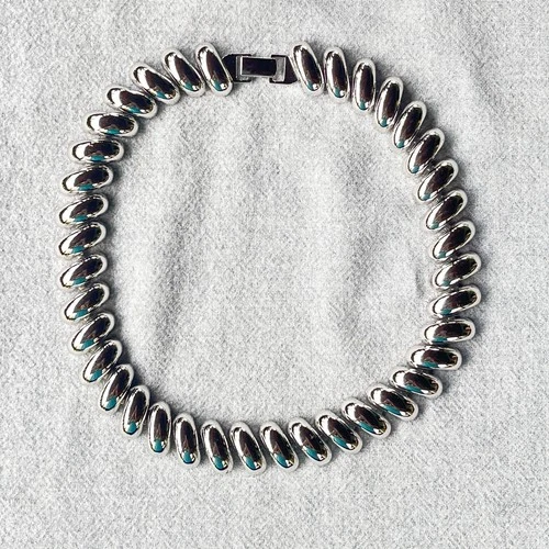 Vintage 1970s Napier Chunky Silver Tone Chain Choker - Estate Costume Jewelry