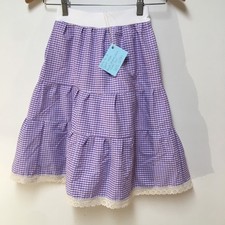 Skirt Girls 4 Maxi Purple Gingham Ruffle Tier Lace Western Mom and Pop's Kids