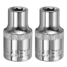 2pcs E-Torx Socket 1/2" Drive E10 External Torx Deep Socket 1.5" Star Sockets