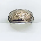Vintage Kabana 14k Yellow Gold + 925 Sterling Silver Running Horse Ring Size 11