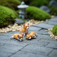 Corgi Miniature Model Realistic Corgi Figurine Long-Lasting for Dollhouse