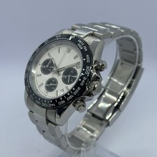 Seiko VK63 Mod White Panda Chronograph  - Oyster Bracelet Or Rubber Strap