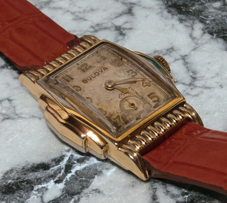 Vintage 1940 Bulova “Winston” Art Deco 10K RGP Watch – Runs Great – Engraved - Image 3 of 4