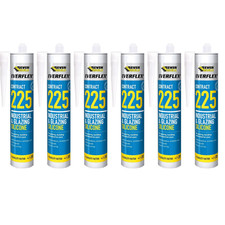 Everbuild 225 Contract Industrial Glazing Silicone Sealant 295ML - Pack of 6