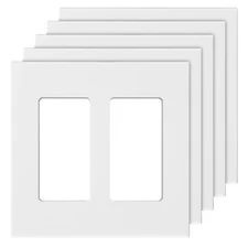2-Gang Rocker Light Switch Outlet Covers Wall Plates 4.57 x 4.53in White 5 Pack