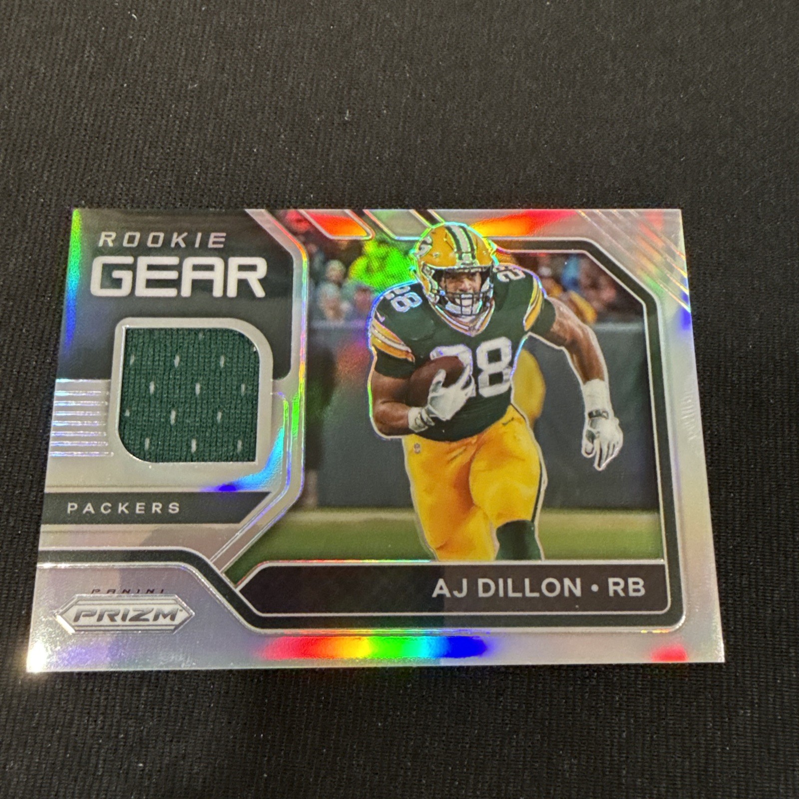 2020 Panini Prizm #27 AJ Dillon Rookie Gear Patch (RC) Silver Prizm 