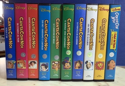 vintage LOT 10 VHS WALT DISNEY CARTOONS SING WITH US ITA PAL ITALIAN