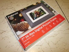 NEW POLAROID 7" HI-RESOLUTION DIGITAL PICTURE FRAME Gray Wood Mat PDFX-750G