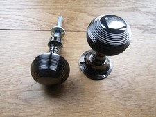 RIM DOOR KNOBS old vintage retro vintage style Beehive door knobs Polished Black
