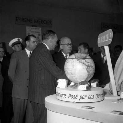 Vincent Auriol at Salon de l Equipement de Bureau October 9 1953 Paris Old Photo