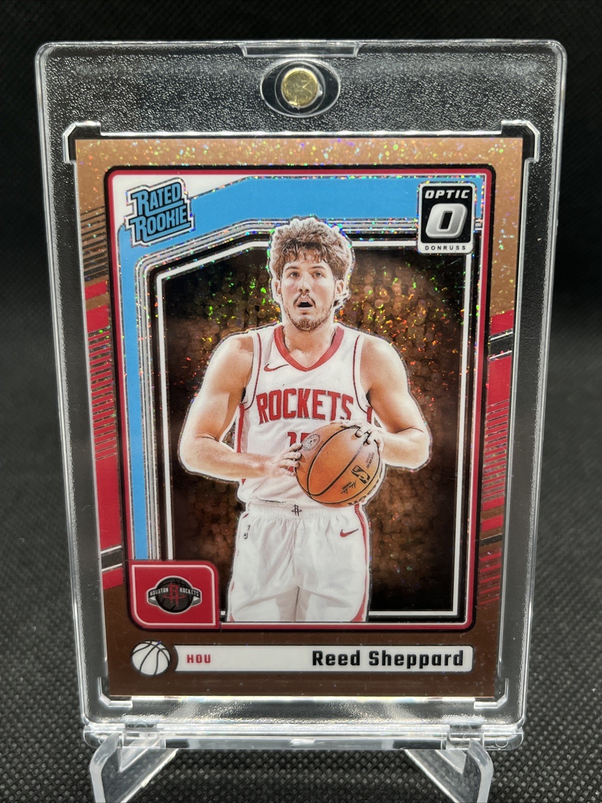 2024-25 Donruss Optic Rated Rookie Reed Sheppard Copper Glitter /99 #255 Rockets